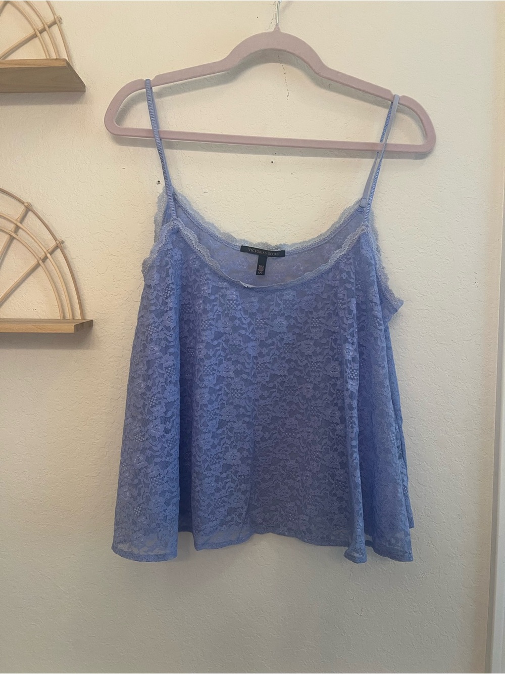 Victoria’s Secret Periwinkle Blue Floral Lace Swing Cami Tank Size L
